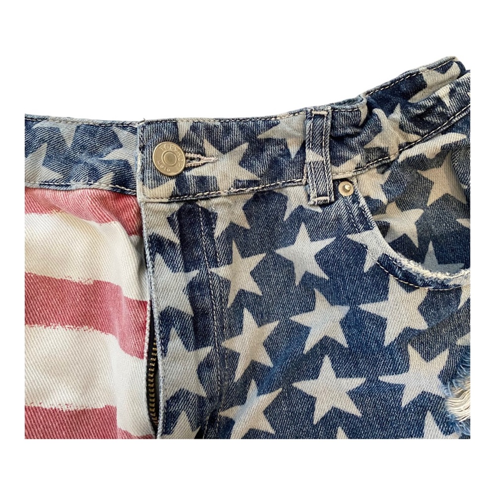 Topshop Moto Mom distressed red, white and blue jean shorts - Picture 4 of 6